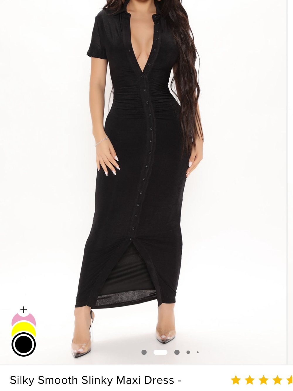 Fashion Nova Black Button-Front Maxi Dress